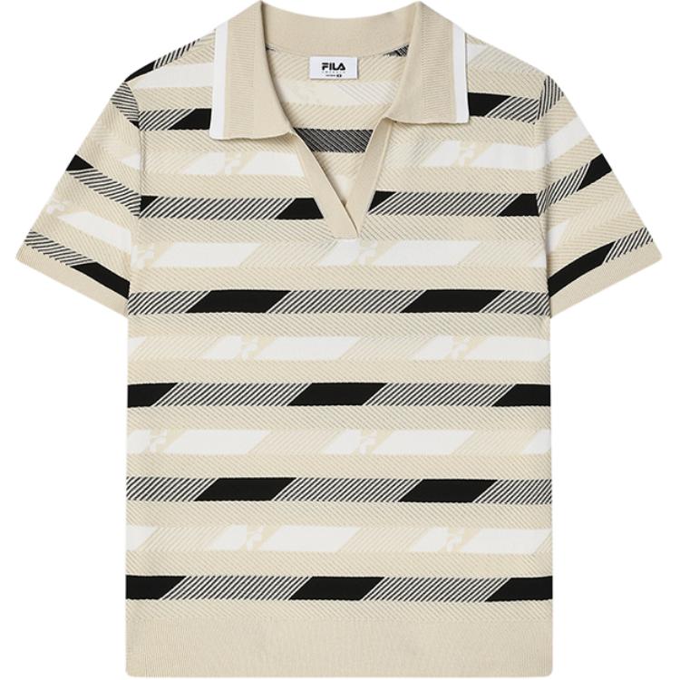 

Fila Белый Специальная Серия Модный Поло в Полоску Удобный Трикотажный Топ с Коротким Рукавом Женские топы Серый Бежевый Желтый F11W347403F-YE S