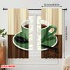 2pcs 2D flat printing Curtain Green Coffee Cup Spoon Fabric Without Electricity All Season Party & Holiday Decor Perfect for