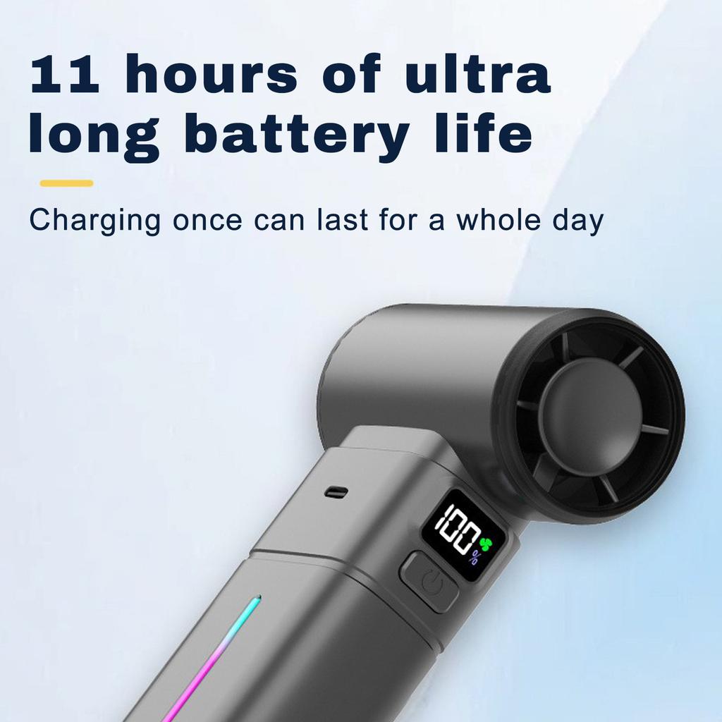 Handheld Electric Fan Portable Fan Hanging Neck Digital Display Turbine Folding High-speed Semiconductor Ice Fan