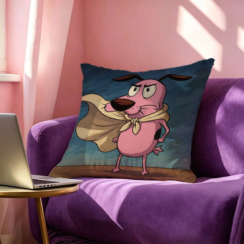 Courage The C-Cowardly Dog Pillow Case Square Double-Sided Sofa Cushion Cover Bedroom Bedside Pillow