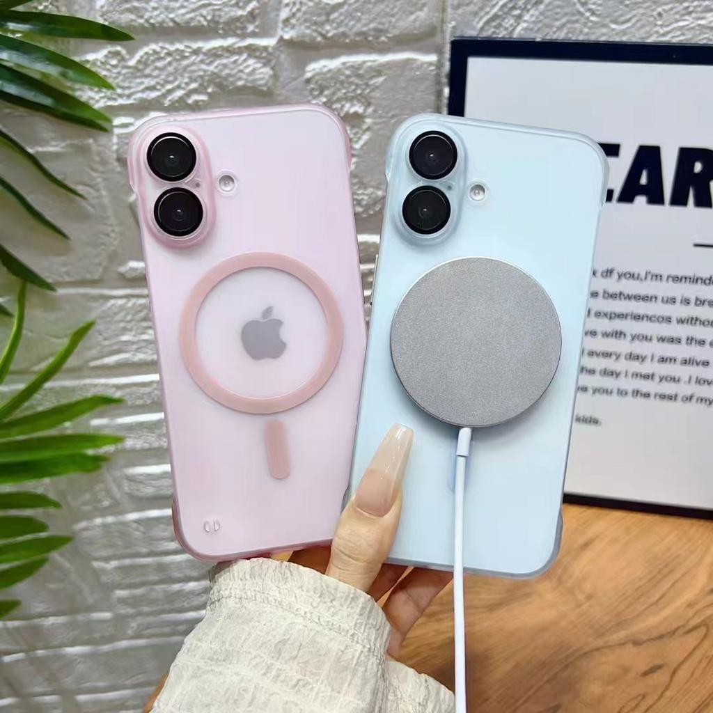 Suitable for Apple 16 Borderless Magnetic Phone Case, Ice Fog Ultra-thin Iphone15ProMax Matte 14 Protective Case