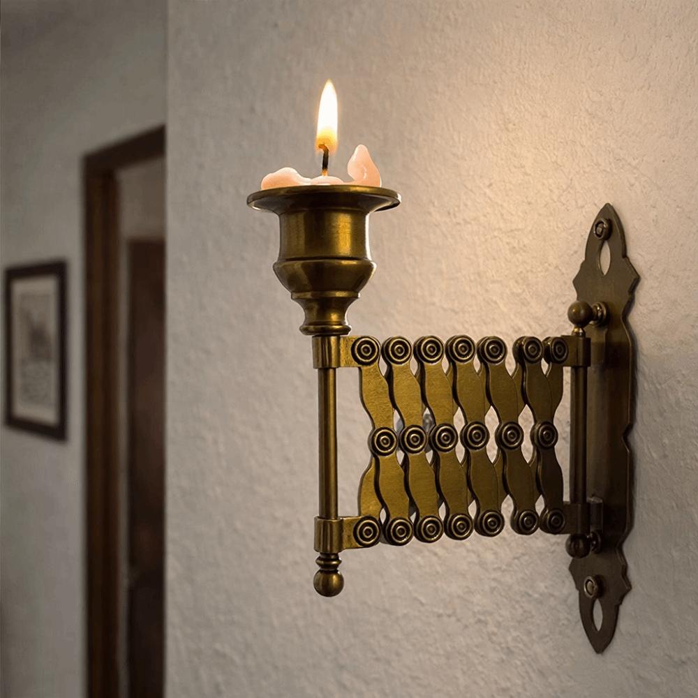 

Adjustable Wall-Mounted Candlestick Vintage Metal Candle Holder Living Room 1 piece