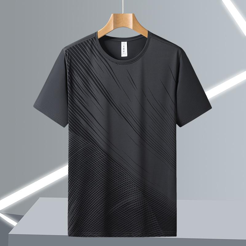 Pánské letní tričko s krátkým rukávem z ledového hedvábí, volný, rychleschnoucí, sportovní top, pánské letní ležérní oblečení pro větší velikosti