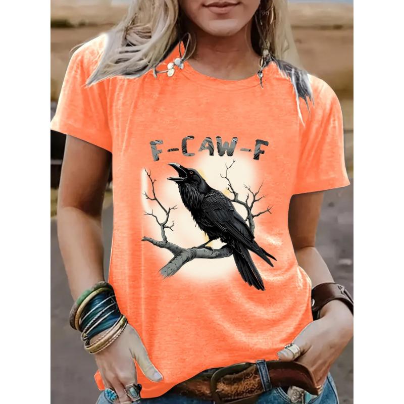 Women's Eagle Print Fashionable Loose Casual Short-sleeved Round-neck T-shirt