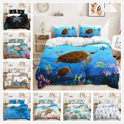 3D Schildpad Patroon Dekbedovertrek Kussensloop Zee Dieren Thema Beddengoed Set King Size Bed Twin Bed Vol Dubbel Bed Slaapkamer Decoratie