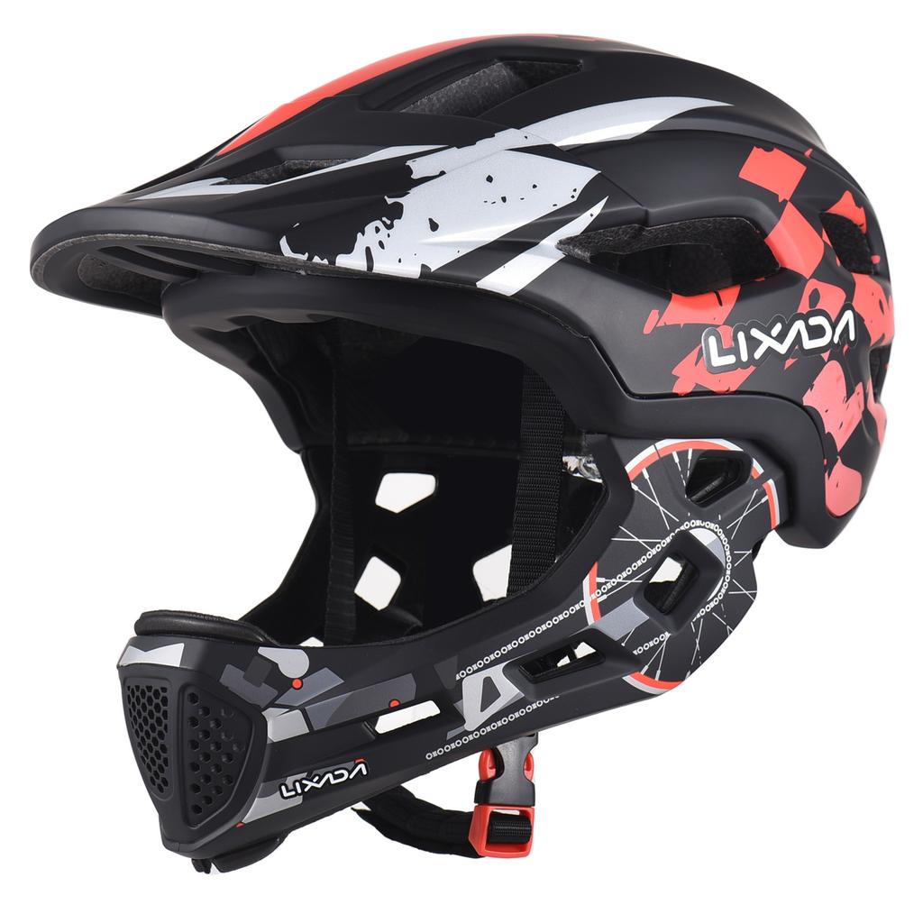 Kids Cycling Bike Helmet Lightweight Detachable Full Face Helmet 54-56cm Adjustable Cycle Helmet for 5-9 Years Old Children