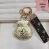 Gold Ingot Lucky Bag Keychain: 999 Pure Gold Pendant, Wealth & Fortune Charm Gift
