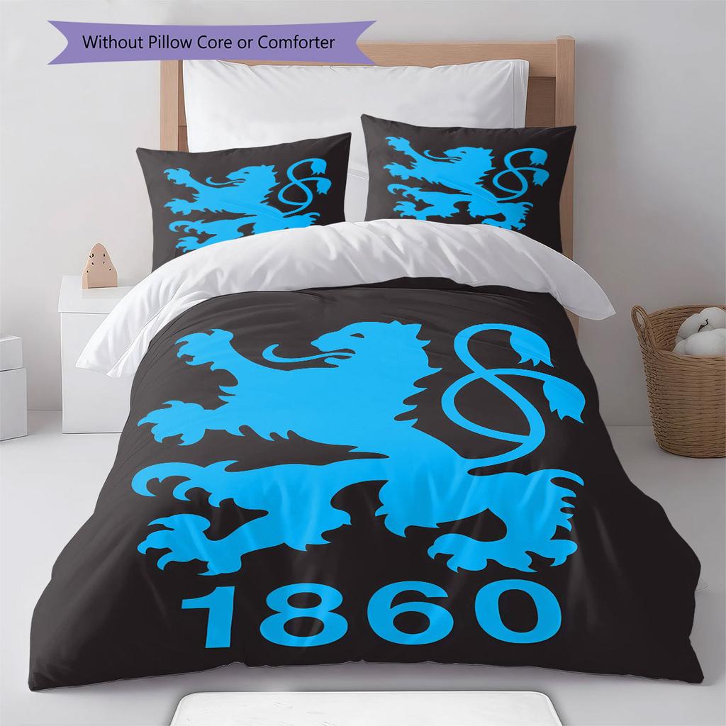 1860 Munich Logo Bedding Quilt Set Quilt Cover Pillowcase Home Decoration Birthday Gift (1 * Duvet Cover + 2 * Pillowcase, Without Core)