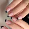 24 Pcs Black French Tip Press On Nail Short Almond False Nail Simple Acrylic Nail Simple Full Cover Stick On Nail