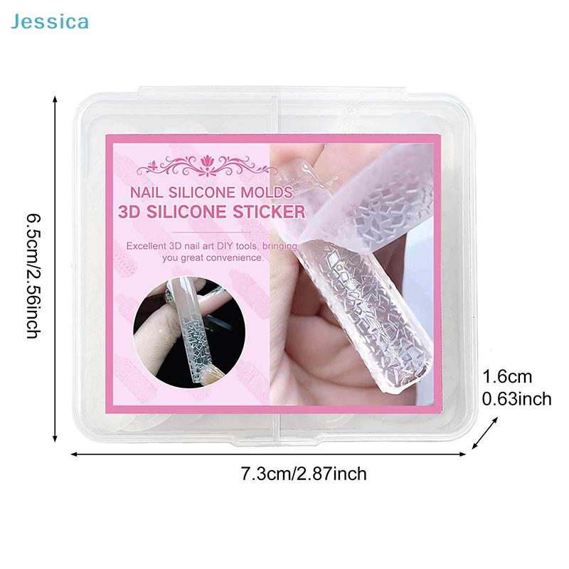 3D Silicone Nail Art Mold Set - 2 Shapes Nail Stamping Templates for Geometric & Striped Nail Designs (Multi-Size)