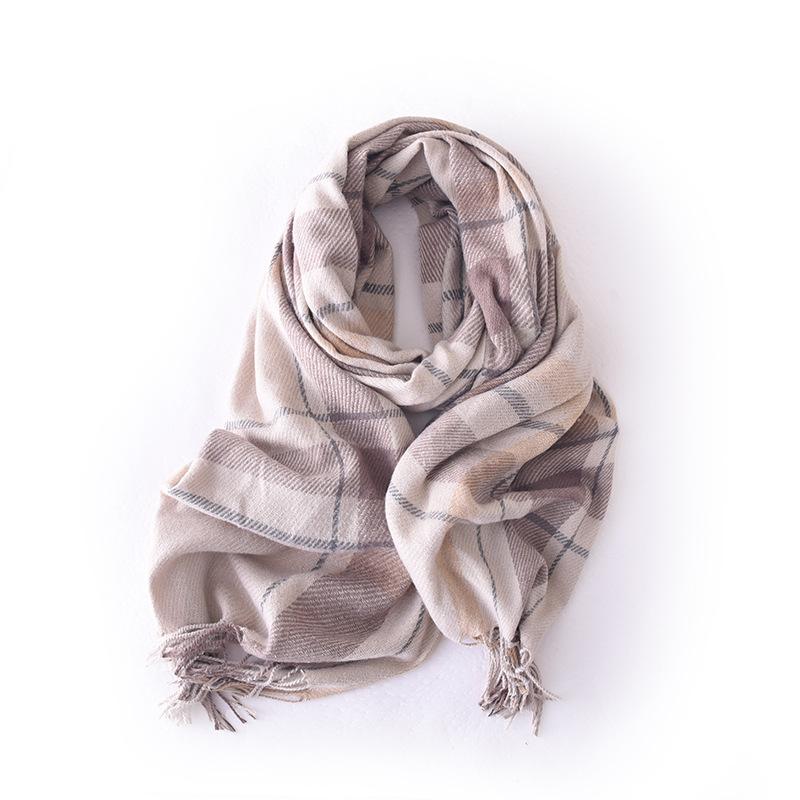 Korean Plaid Imitation Cashmere Tassel Scarf Exquisite Winter Warm and Versatile Shawl Dual Purpose Student Couple Scarf