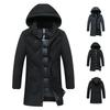 Herren Winterjacke mit Kapuze, mittellang - Abnehmbar, Verdickt, Baumwollwattiert, Warmer Freizeitmantel für Männer mittleren Alters