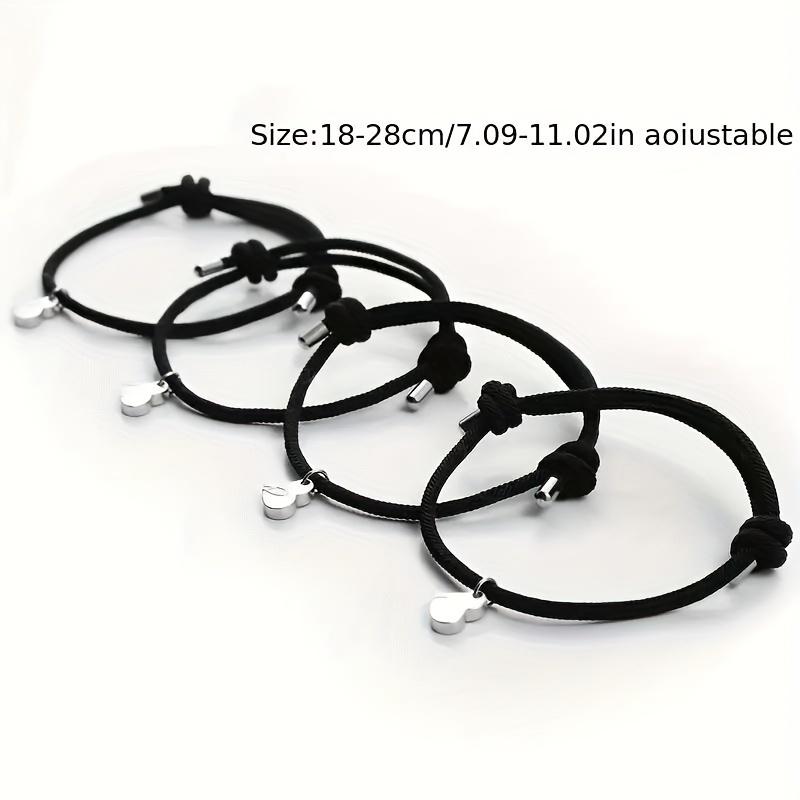 4 peças/conjunto Pulseira de trevo da sorte de liga masculina para bons amigos, família, combinação de 4 ímãs em forma de coração, pulseira de tecelagem criativa, presente de 20g