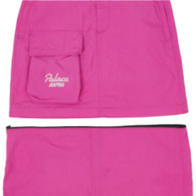 Palace x Rapha Collaboration Solid Color Zipper Mid-Length A-Line Skirt Women skirts Magenta PLA-SS22-177