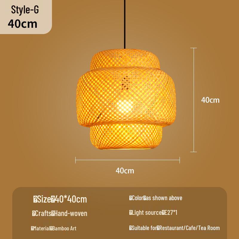 Bamboo Woven Lantern Light for Chinese Restaurant or Teahouse - Rattan Straw Hat Pendant Light