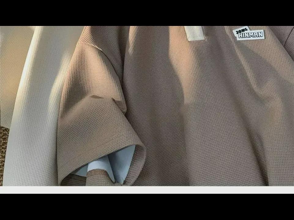 Men's Retro Waffle Polo: Short Sleeve Lapel Shirt for Summer Couples