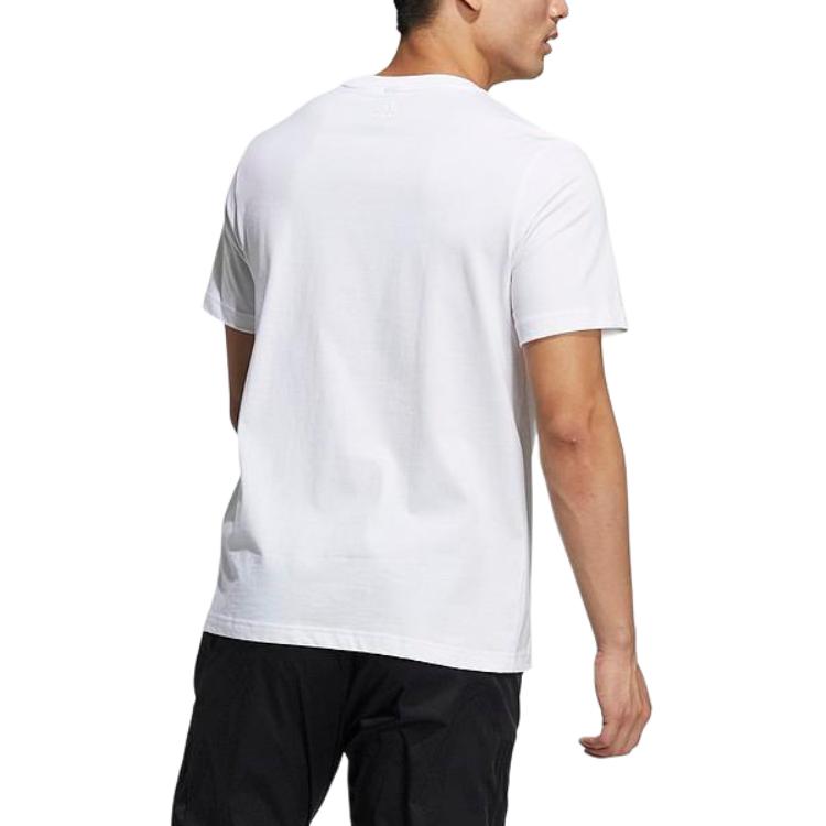 adidas Contrast Large Logo Print Sports Fitness Round Neck Short Sleeve T-Shirt Men Tops White HE7410