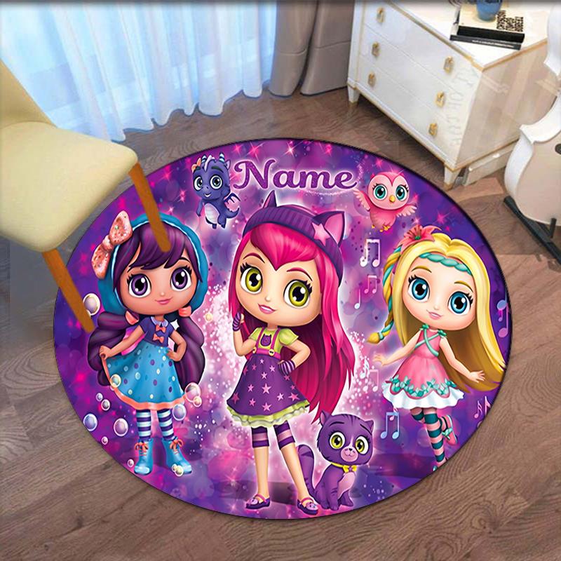 Custom Name Little Charmers Printed Round Rug Carpet Chair Rug Area Rug Entryway Doormats,for Office Chair Living Room Bedroom Kitchen Room.