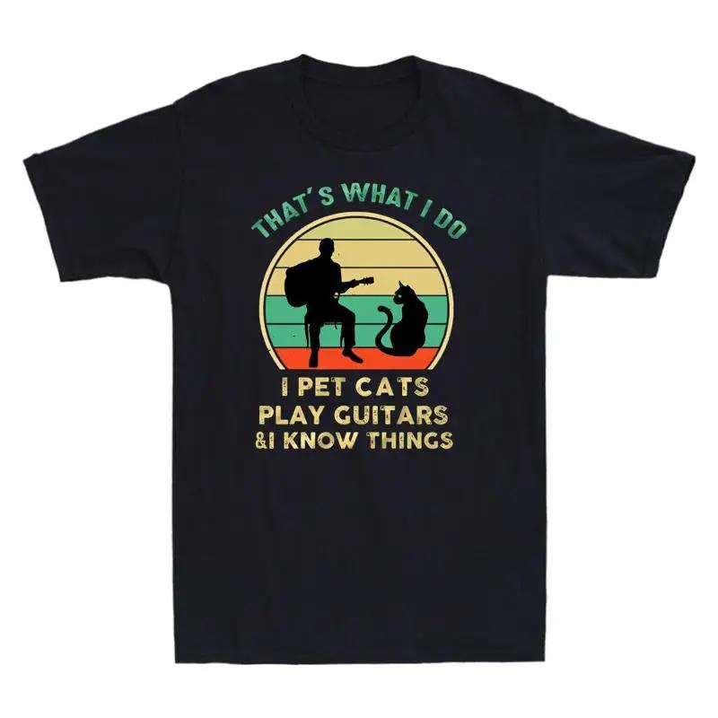 

That S What I Do Pet Cat Play Guitars And Know Things Vintage Sunset T Shirt 5XL різнокольоровий