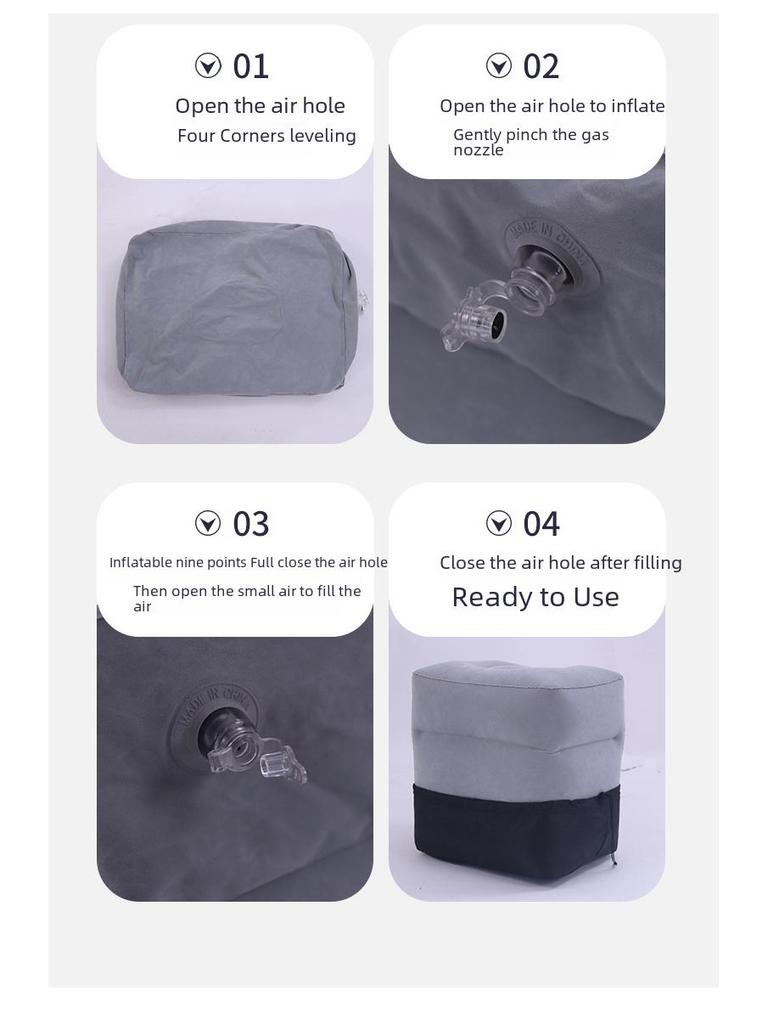 Portable Inflatable Travel Footrest for Airplanes, Trains, Buses, Offices, and Cars
