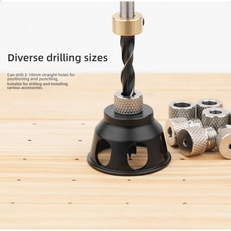 Vertical Drill Guide Doweling Jig Kit 2-10mm Drill Positioning Aluminum Straight Angle Guide Locator Hole Puncher Tool