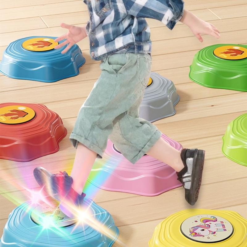 Interaktives Kinder-Trittsteine-Set, 6 Stück, mit Musik und Lichtern für das Motoriktraining