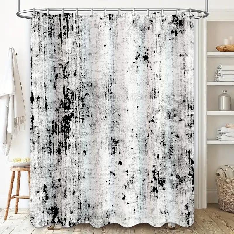 Black White Black White Artistic Print Shower Curtain Waterproof Bath Mat Decorative Home Textiles Extra Long Size 180x243cm (Wh