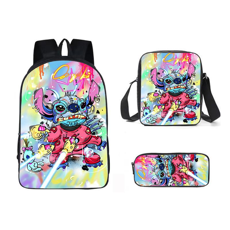 Stitch Cartoon Backpack For Kids Oxford Fabric Waterproof School Bag With Breathable Straps