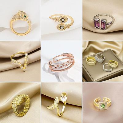 Leicht besetzter Diamant Schlangen Offener Ring, High-End Damen Exquisiter Kleiner Fisch Ring, Einfacher Und Modischer Vielseitiger Hand Schmuck