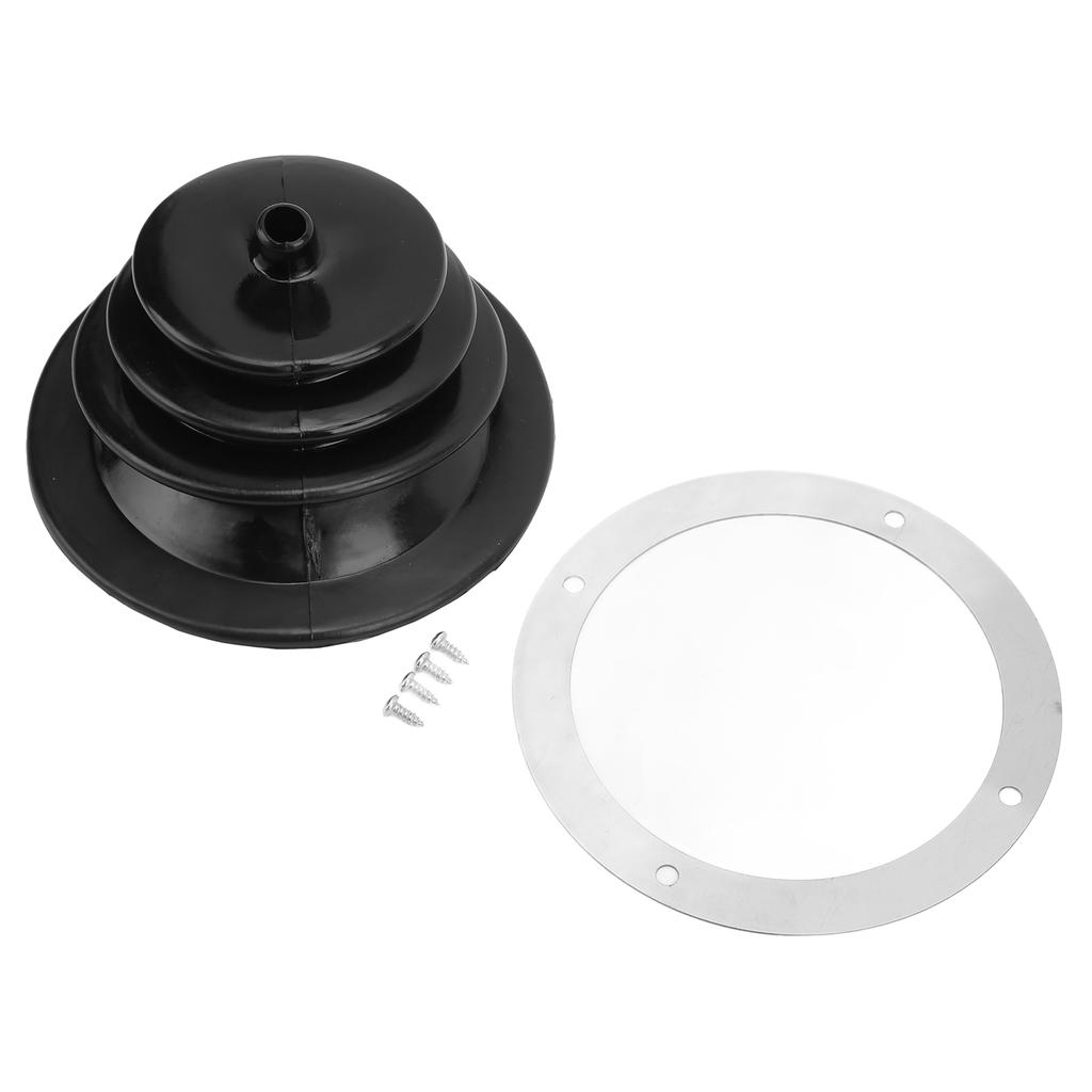Gear Shift Gaiter Shifter Gaiter Gear Shift Handbrake Lever Boot Plate Kit Dustproof Black Rubber Round 5.250in/13.3cm Universal