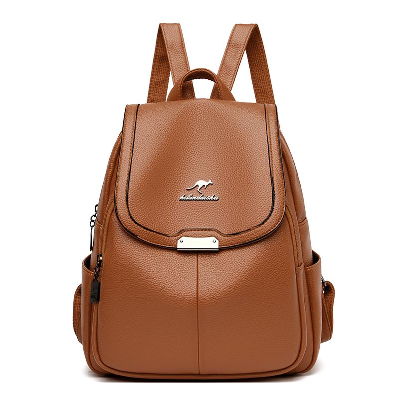 Classic women's high-quality plutonium leather female travel backpack large-capacity fashion travel backpack