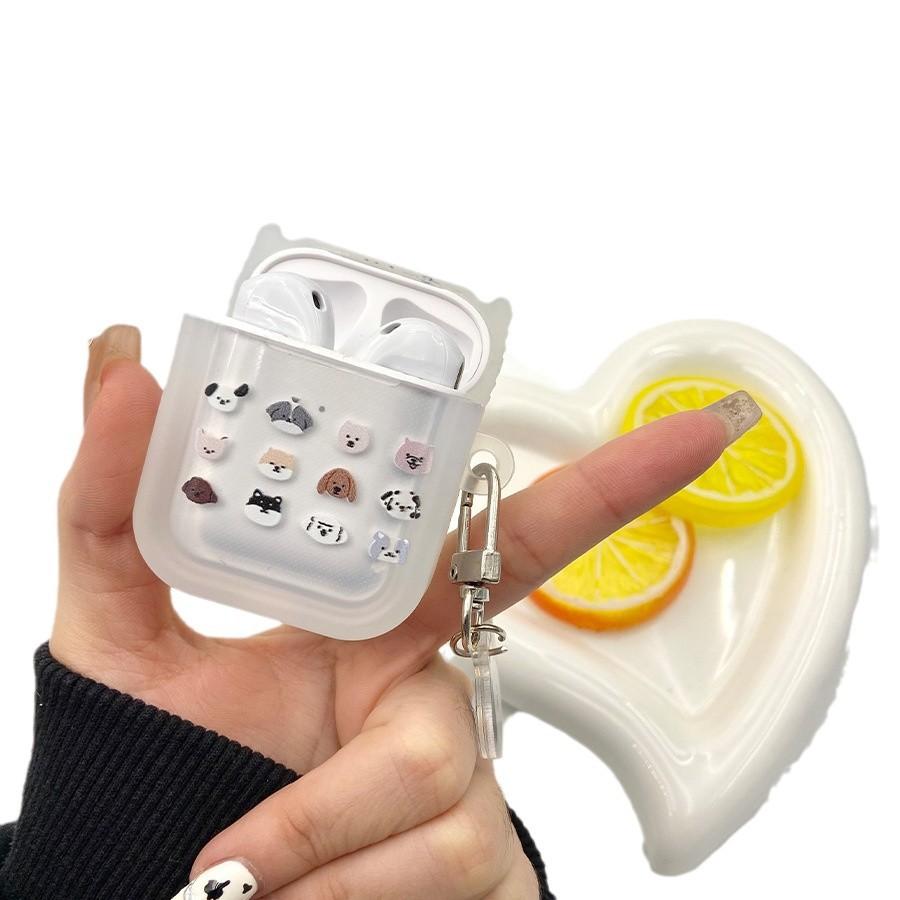 Applicable Bluetooth headset protective case Cartoon cute transparent soft case Apple wireless headset cute puppy