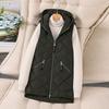 Womens Hooded Quilted Cotton Vest Mid-Length Warm Sleeveless Puffer Waistcoat Streetwear Casual Outerwear