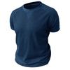 Men White Waffle Knit Crew Neck Short Sleeve T-Shirt Casual Solid Top