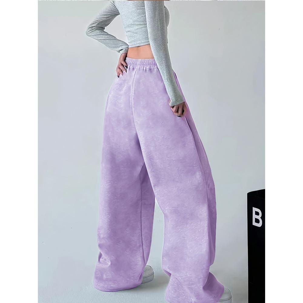 Ladies' Printed High Waisted Loose Wide Leg Pants, Loose Casual Hip-hop Street Style