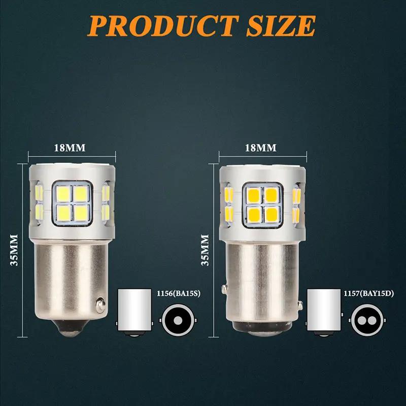 2PCS P21W 1156 BA15S 1157 BAY15D 3030chip 30SMD LED Bulbs Turn Signal Light 12V White Car Reverse Backup Parking Brake Lamp DRL
