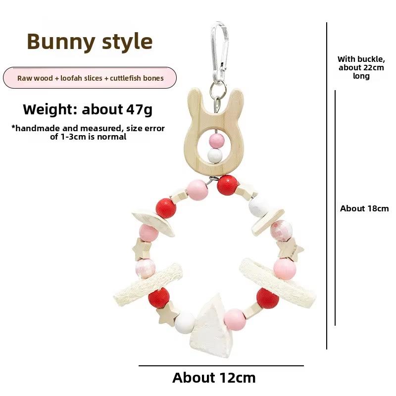 Wood Bird Swing Chew Toy for Parrots & Small Animals-Durable Boredom Buster Fashion Pet Toy for Indoor/Outdoor Use