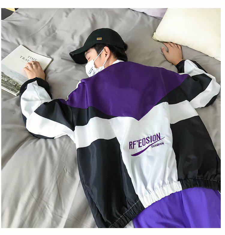 Korejská Ulzzang Retro Colorblocková Větrovka – Harajuku Street Style