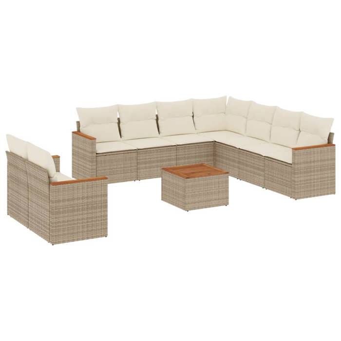 VidaXL Garden Lounge Set with Cushions 10 Pcs, Patio Sofas, Patio Furniture Set, Outdoor Furniture, Beige 3226107