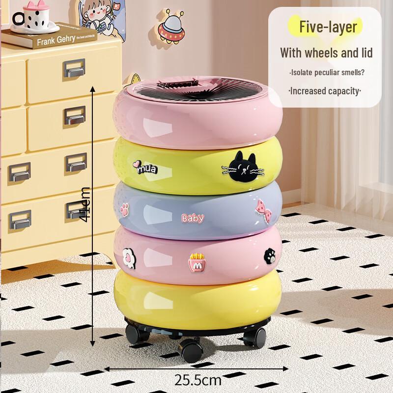 Cute Gray Donut Storage Bin with Lid and Wheels