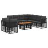 Garden Sofa Set 10 Pieces Black and Dark Grey Poly Rattan