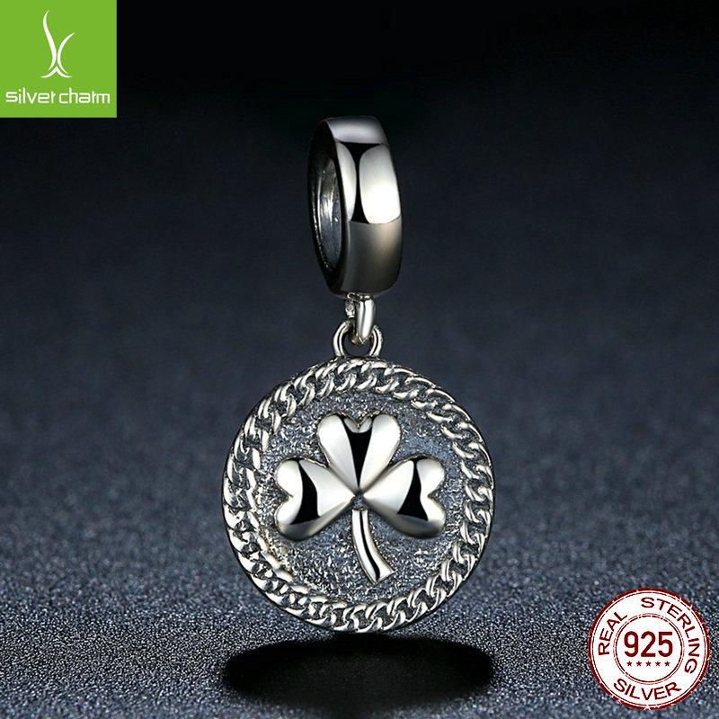 Yinziyun S925 Sterling Silver Clover Pendant Charm Beads SCC039