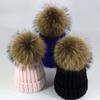 Hat Female Autumn and Winter Fox Hairball Wool Hat Thickened Knitted Hat Parent-Child Warm Pullover Hat
