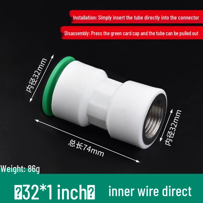 PPR Water Pipe Quick Connector, 4 & 6 Points, No-Melt, Direct Plug-In, 20/25 PE for Cold/Hot Water