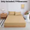 Color Mattress Solid Protector Pillowcase Bedspread Set Home Textile Accessories