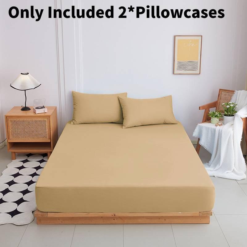 Color Mattress Solid Protector Pillowcase Bedspread Set Home Textile Accessories