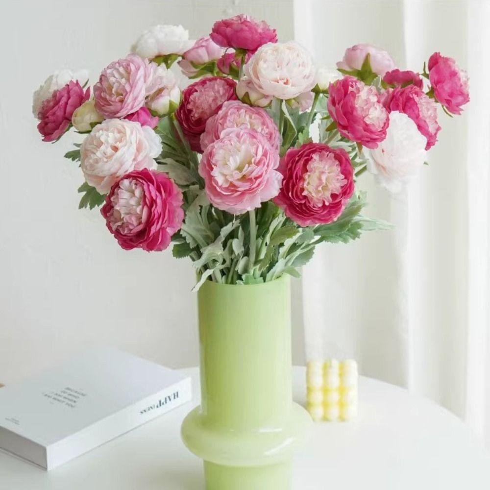 Home Decoration Silk Peony Bouquet Single Branch Simulation Flower New Elegant Artificial Flowers