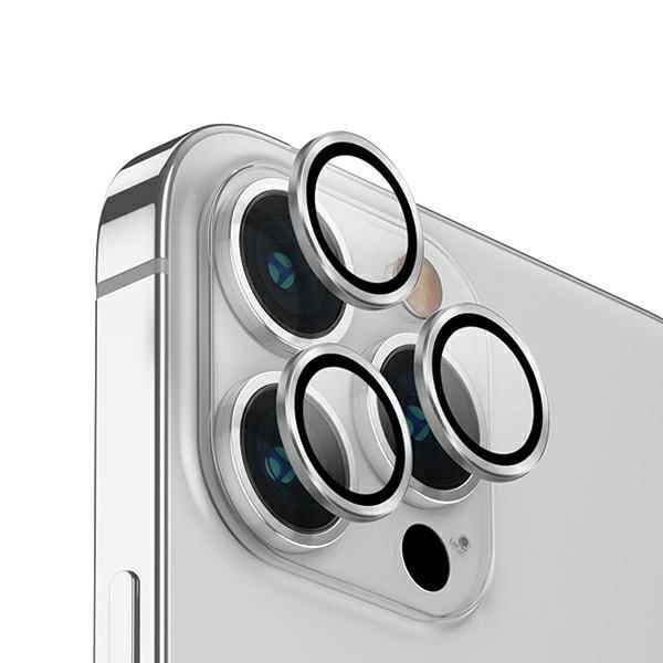 Uniq Optix Aluminium Camera Lensprotector Iphone 14 Pro 6.1 / 14 Pro Max 6.7 Sterling Silver Glass For Camera Lens With Applicator