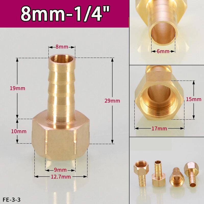 Peijian 1/8" 1/4" 3/8" Bsp Brass Pipe Fitting Barbed Hose Tail Joiner Tubing Connector Air Water Fuel Gas 6/8/10/12/14/18mm Fuel System Fittings7