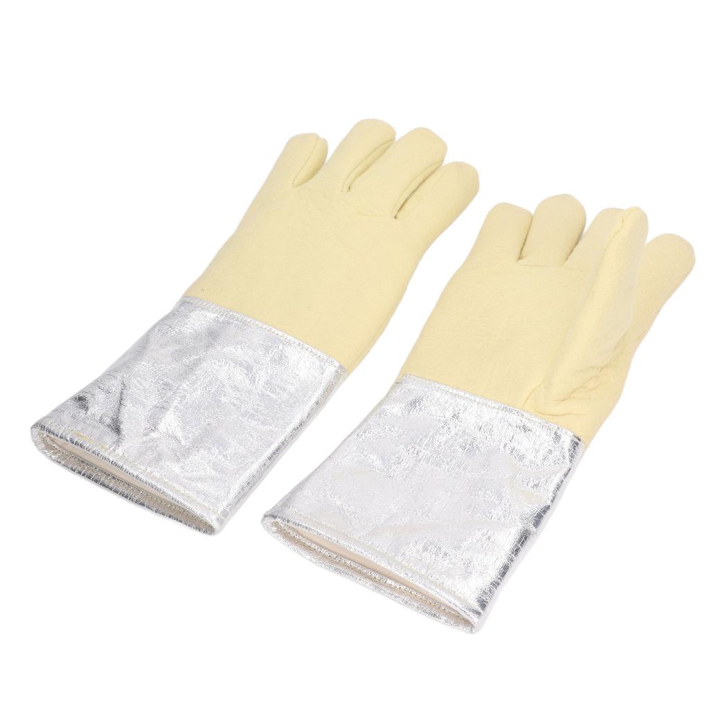 1 Pair Aluminum Foil Gloves High Temp Resistance Heat Insulation Gloves for Industrial Welding Fire Fighting